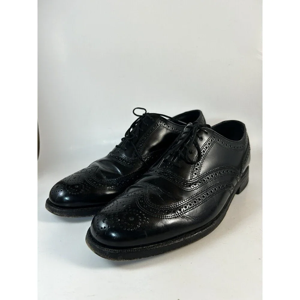 Florsheim Oxford Dress Shoes Mens Size 8D Black Lexington Wingtip Brogue 20381